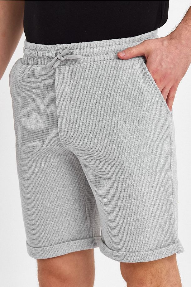 Erkek Waffle Regular Fit Casual Bermuda Şort - 4