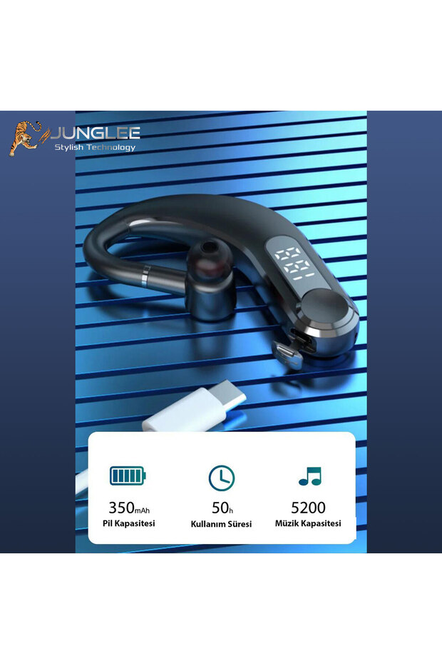 Mikrofonlu Kablosuz Tek Bluetooth Kulaklık Uzun Şarj Süresi Sporcu Ve Konuşma Ve Müzik Dinleme - 8