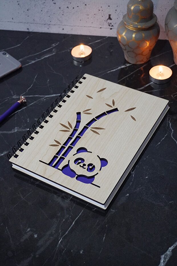 دفتر ملاحظات حلزوني بتصميم باندا مقاس A5 - دفتر ملاحظات مدرسي غير مبطن يوميًا - 1