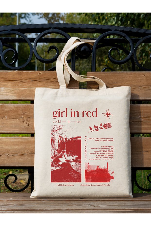 Girl In Red World In Red Tote Bag Cloth Bag