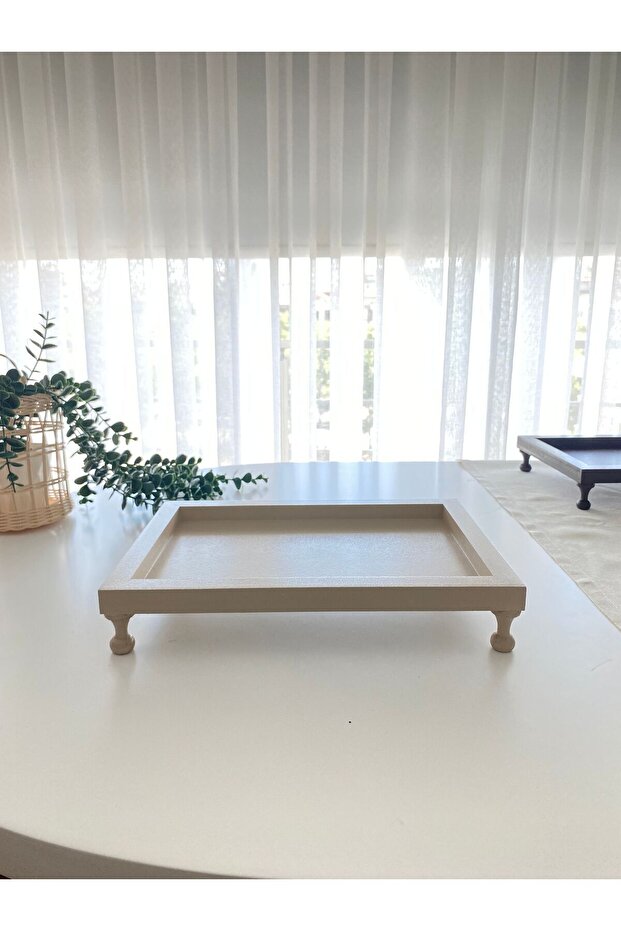 24x34 Krem Renk Ahşap Sunumluk \Tepsi - 5