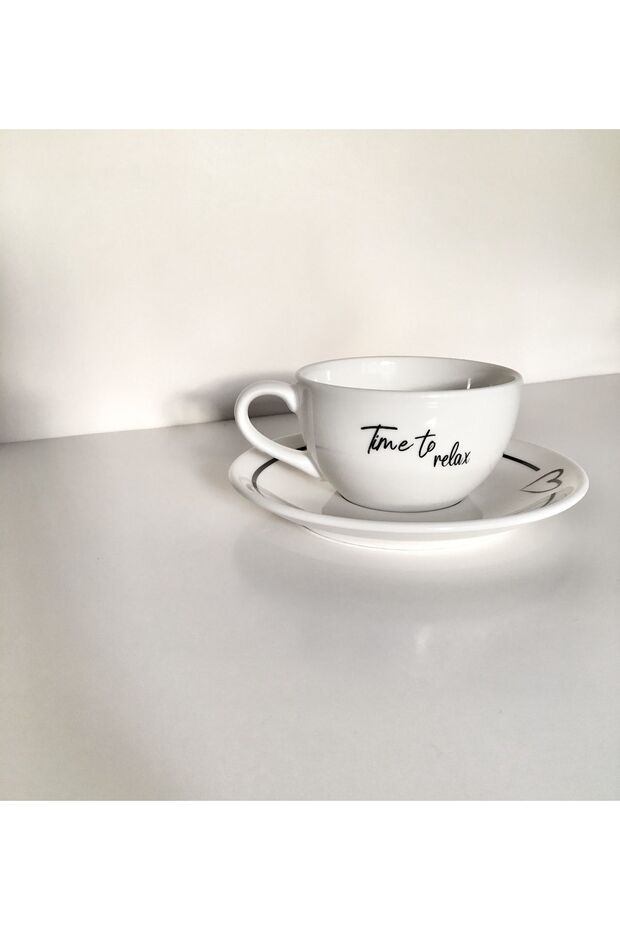 “time To Relax”yazılı Fincan Ve Tabak Set-220 Cc - 1