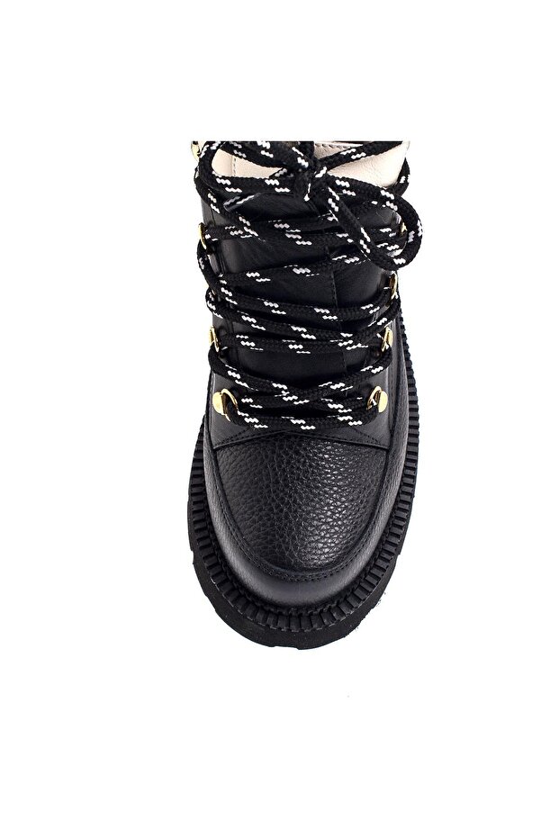 CIZ SİYAH DERİ Kadın DÜZ BOT - 2