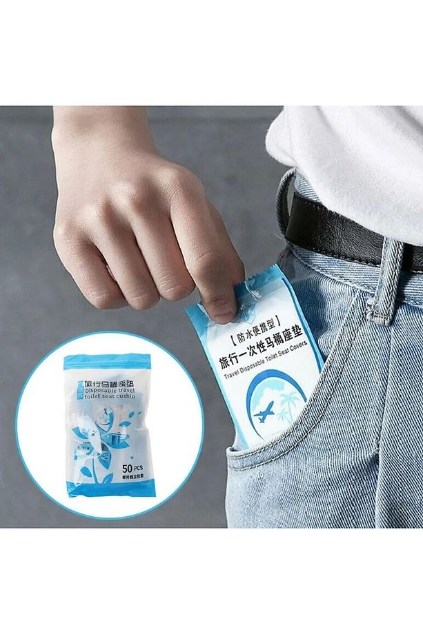 50 Adet Tek Kullanımlık Klozet Örtüsü Klozet Poşeti Klozet Kapak Örtüsü Dispenseri - 7