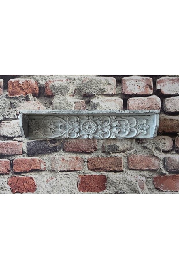 Vintage Doa Eskitme Beyaz Ahşap Raf - 3