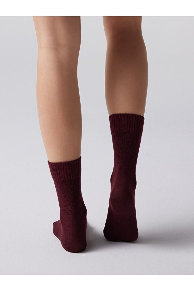 BAMBU EXTRA RAHAT GÜNLÜK BORDO ÇORAP - 4