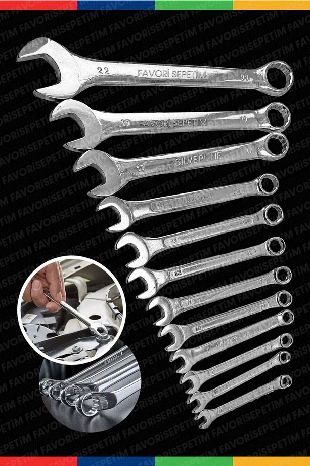 Profesyonel Güçlü Sağlam Chrome Vanadium Çelik 12 Parça Kombine Açık Ağız-yıldız Anahtar Takım Seti - 2