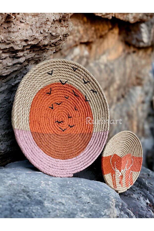 El yapımı fil güneş tasarım bohem hasır tabak/Afrikan tabak/duvar süs dekor - 2