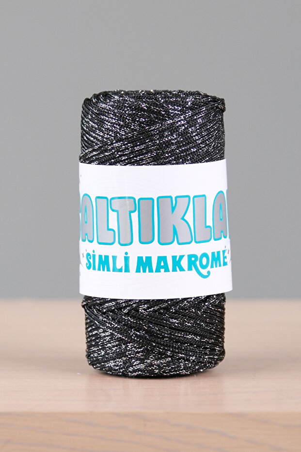 Macrame Rope Glittered 100Gr 3mm - Premium Glittered Macrame Rope Black Sg-60