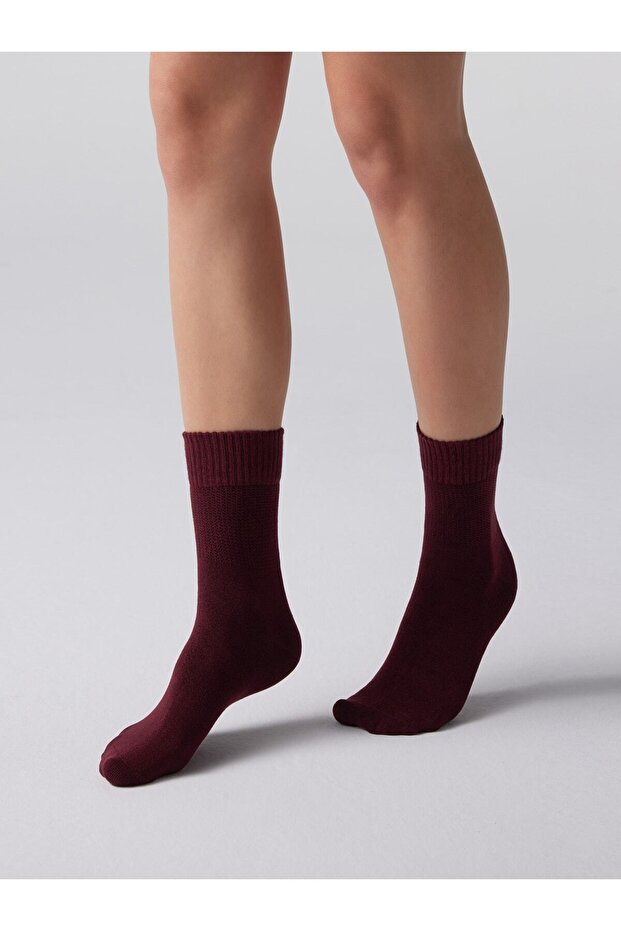 BAMBU EXTRA RAHAT GÜNLÜK BORDO ÇORAP - 3
