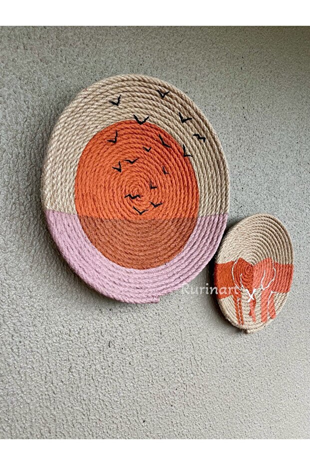 El yapımı fil güneş tasarım bohem hasır tabak/Afrikan tabak/duvar süs dekor - 4