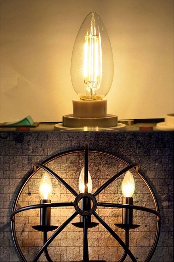Amber C35 Mum Tipi Rustik Led Filament Ampul 4w E14 Sarı Işık Dekoratif Vintage Aydınlatma - 2
