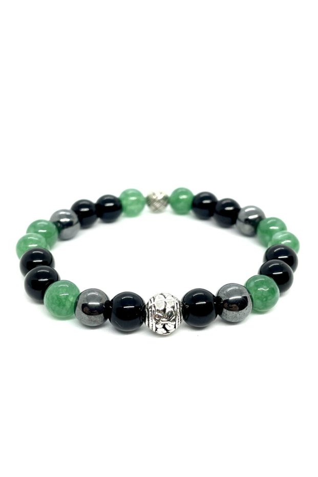 Unisex Natural Stone Stability Bracelet (onyx Hematite Jade Women Men Natural Stone Bracelet)