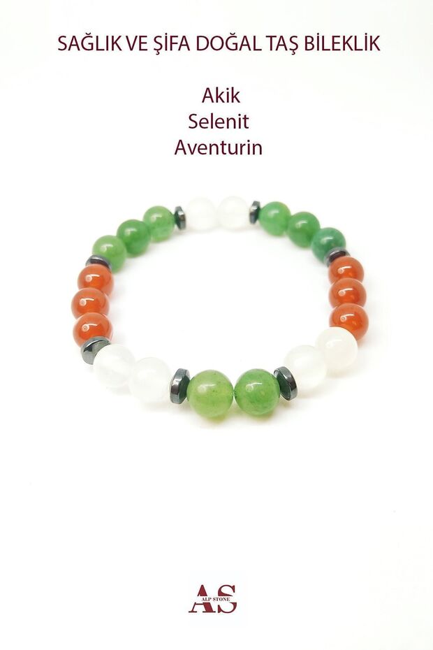 Health, Happiness and Healing Bracelet 8 mm Mixed Natural Stone Bracelet
