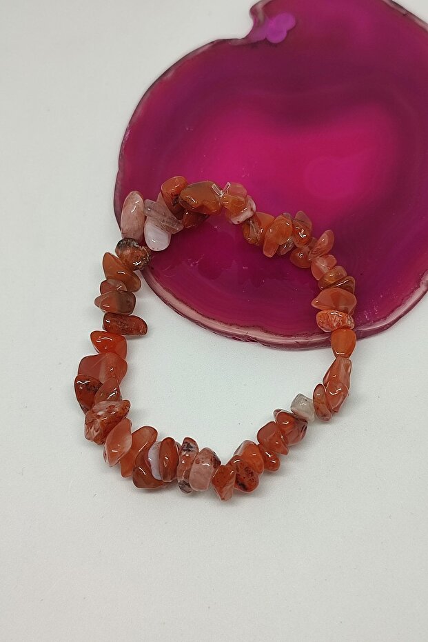 Certified Orange Agate Cracked Natural Stone Bracelet