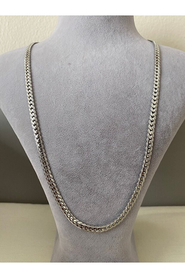 Patterned Thick Chain Unisex Tarnish Antiallergic Stainless Steel Necklace