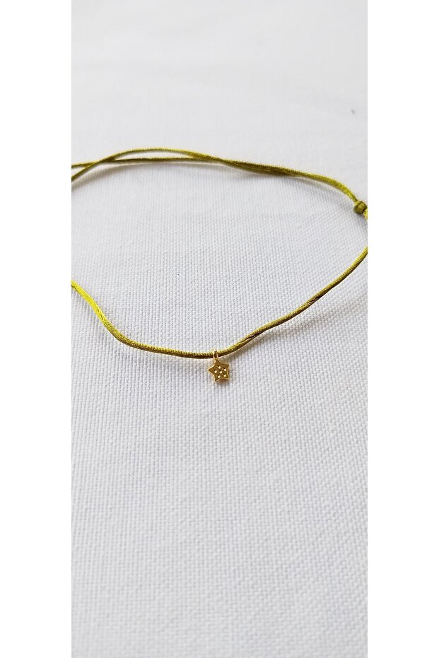 Oil Green Satin Rope Star Detailed Anklet