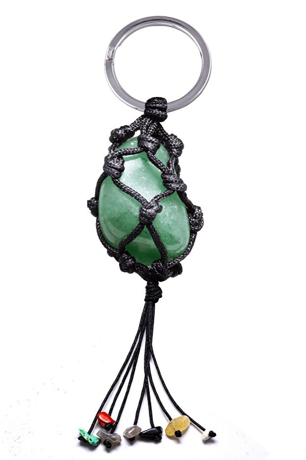 سلسلة مفاتيح من حجر أفينتورين طبيعي معتمد، مناسبة لسبع شاكرات.