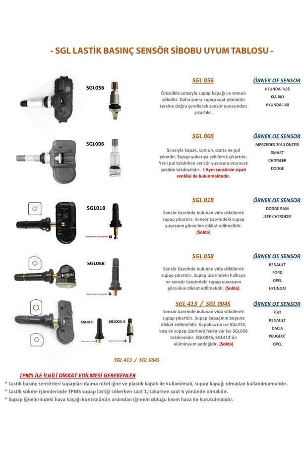 Lastik Sensörlü Sibop Tpms TR413 Kauçuk Sgl 413 4' Lü Paket - 7