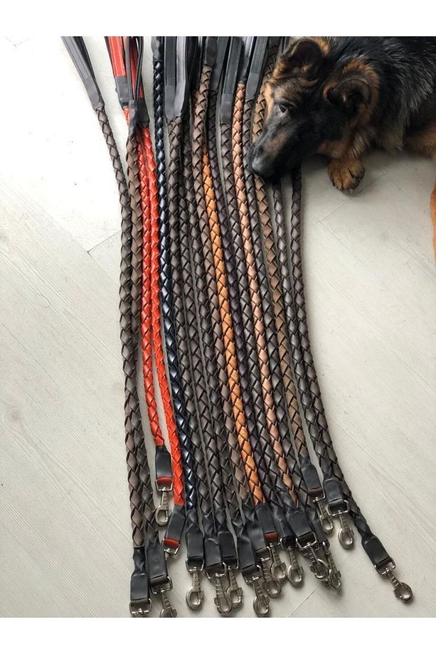 Ekonar Büyük Kampanya Deri Örgü Deri Köpek Gezdirme Ipi - Sevk Kayışı - Gezdirme Tasması - 1