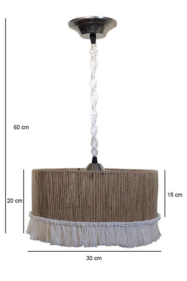 Makrome Püsküllü Hasır Avize - 2