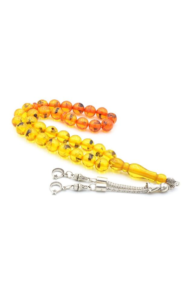 Sphere Cut Color Filtered Ant Fossilized Powder Amber Prayer Beads