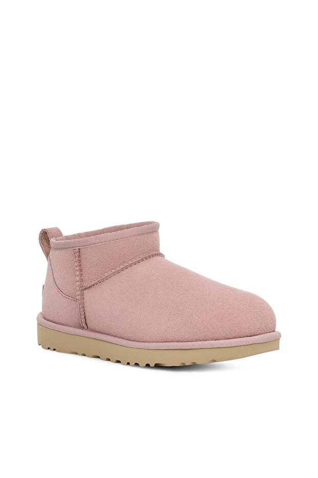 Kadın Deri Logolu Düz Tabanlı Günlük Kullanım Pembe Bot & Bootie 1116109-PEMBE - 2