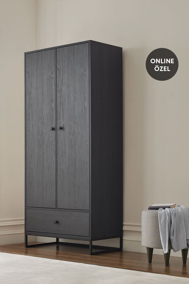 Enza Home Kalinsta 2 Kapaklı Gardırop - Siyah