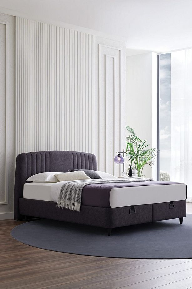 Canto Baza, Silver Başlık Tek Kişilik 2'li Set - Antrasit - 1