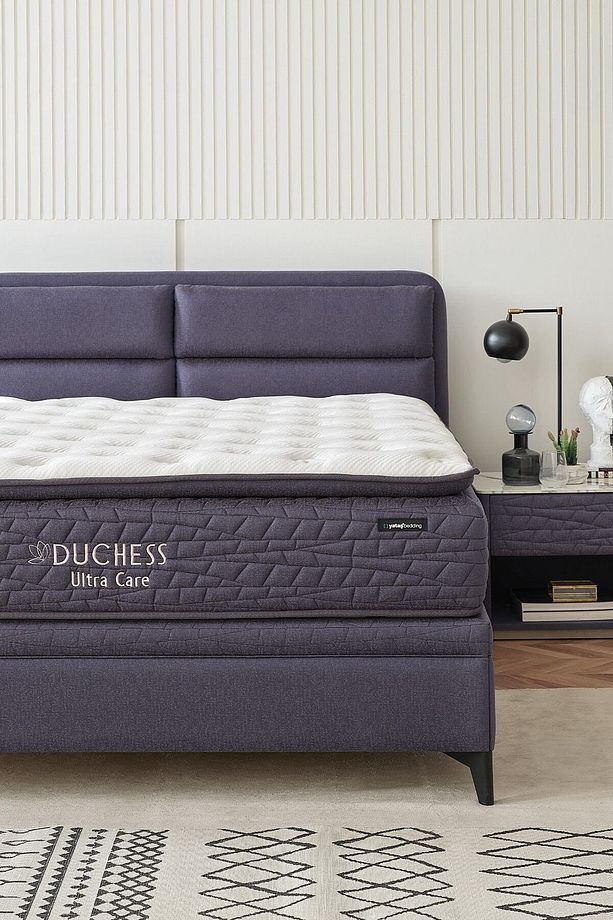 Duchess Ultra Care Yatak Botanic Başlıklı Baza Tek Kişilik 3'lü Set - Lacivert - 3