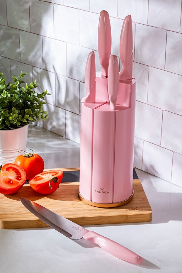 Retro Pembe 6 Parça Bıçak Seti - 3