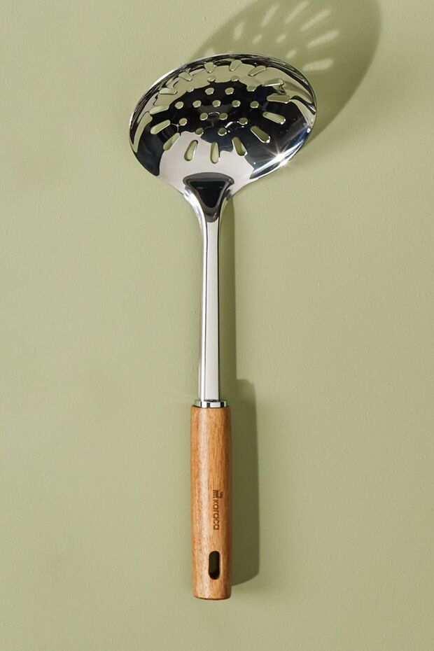 Woody Stainless Steel Colander with Acacia Wood Handle 34 cm