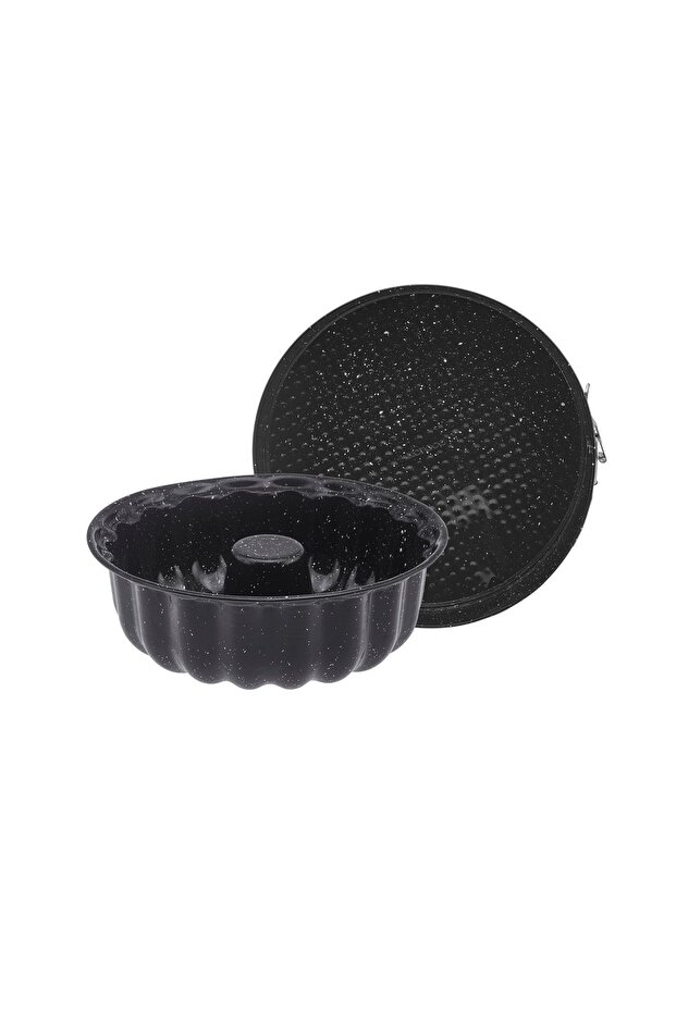Lotus 2-Piece Cake Mold Set with Slices and Clamps Black