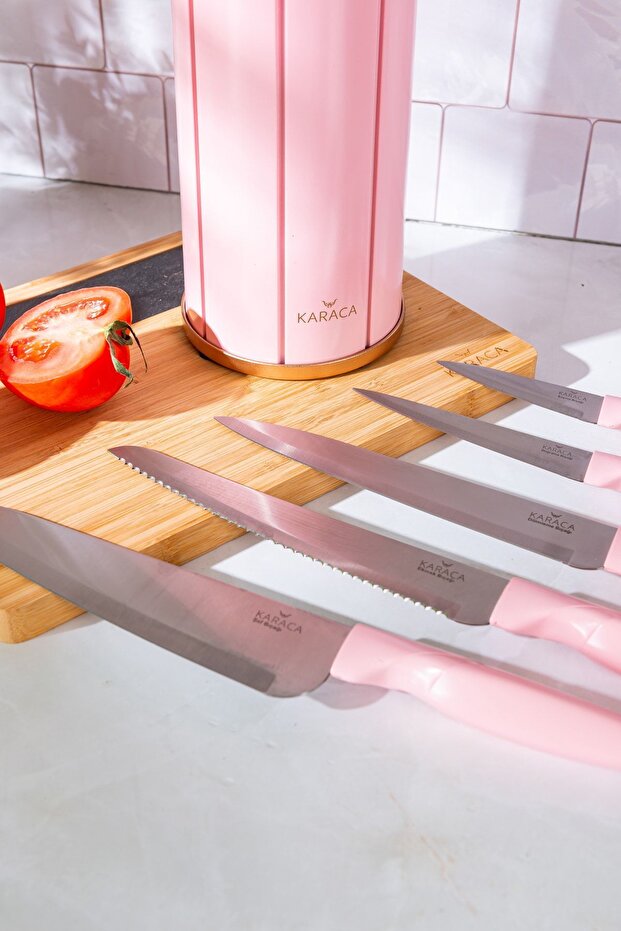 Retro Pembe 6 Parça Bıçak Seti - 2