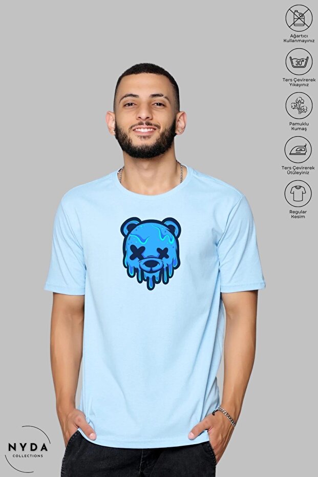 Unisex Oversized Crew Neck Cotton Ice Bear Printed Short Sleeve T-Shirt