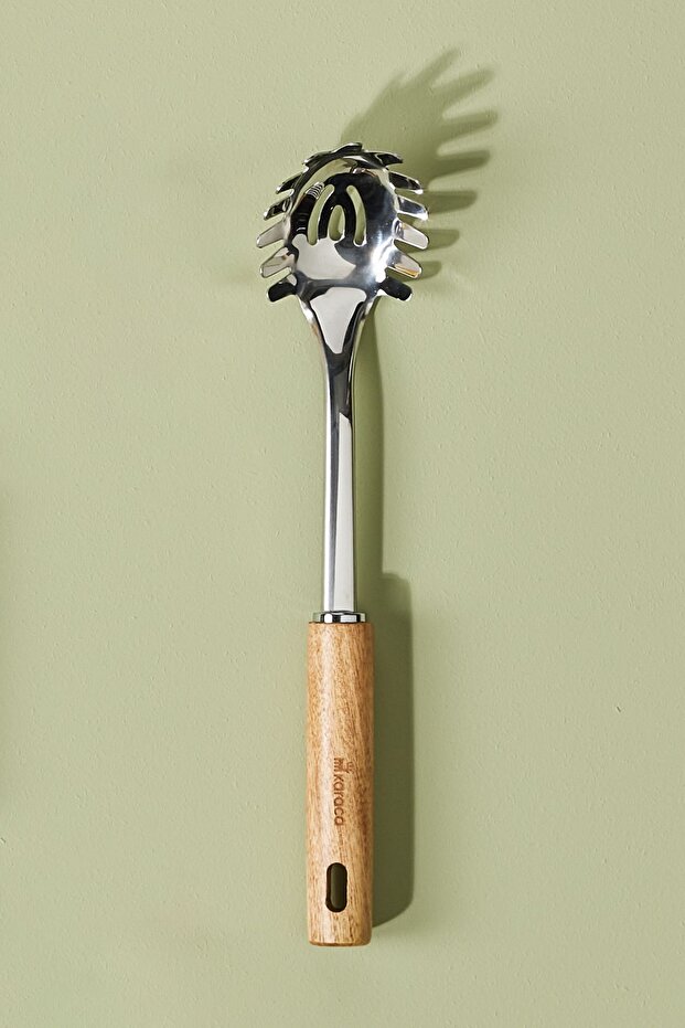 Woody Stainless Steel Pasta Spoon with Acacia Wood Handle 30 Cm