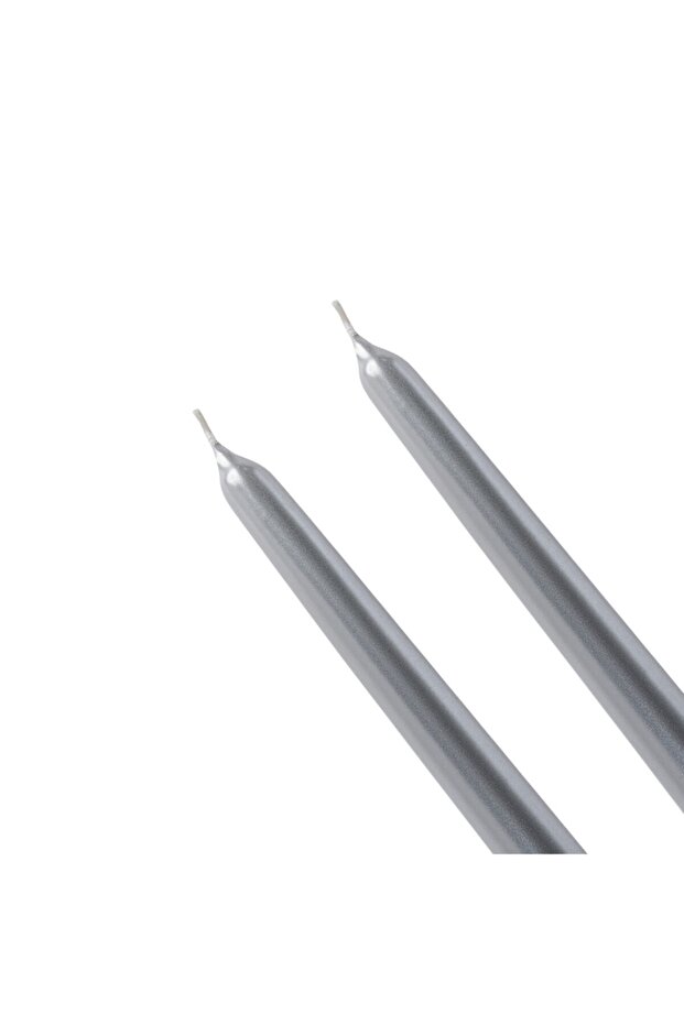 Andy 2li 24 cm Gümüş Şamdan Mum - 3