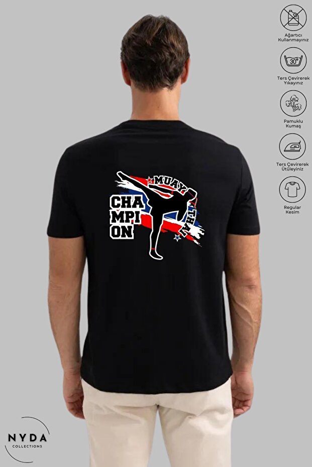 Unisex Oversize Crew Neck Cotton Muay Thai Printed Short Sleeve T-Shirt