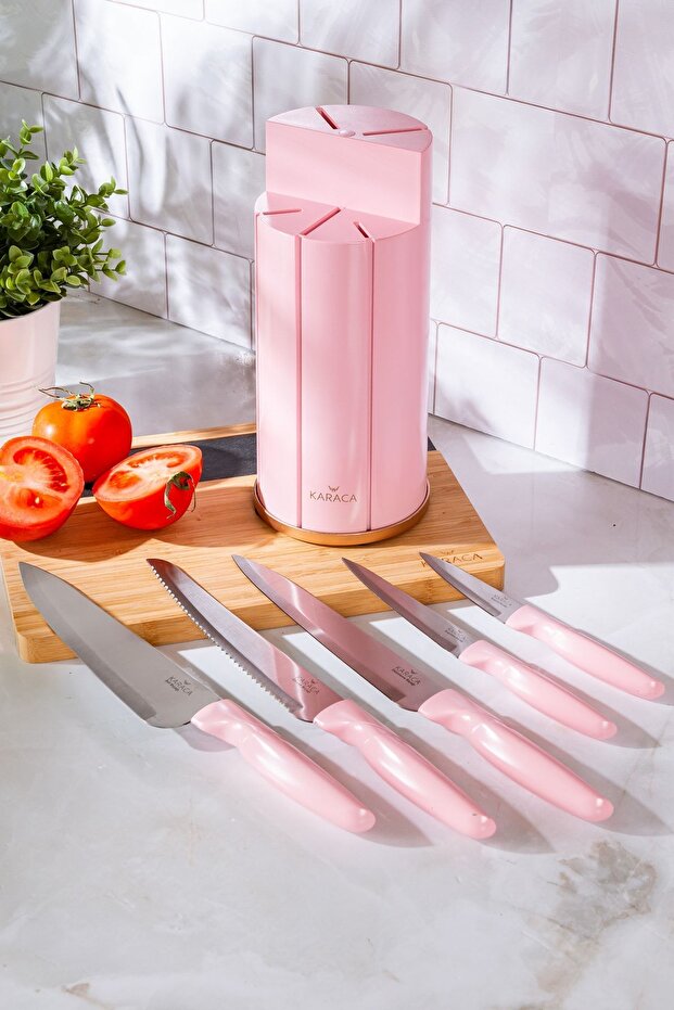 Retro Pembe 6 Parça Bıçak Seti - 1