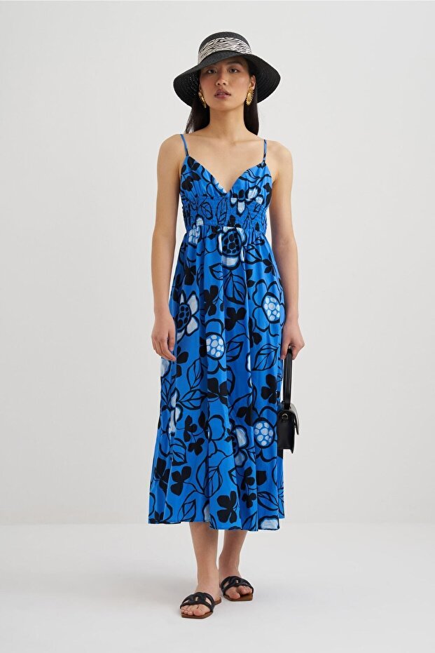 Kadın Ip Askılı Midi Elbise - 1