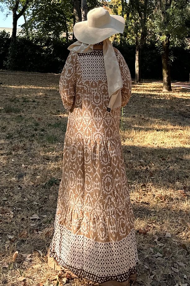 Kadın Kamel Oversize Yazlık Viskon Elbise - 4