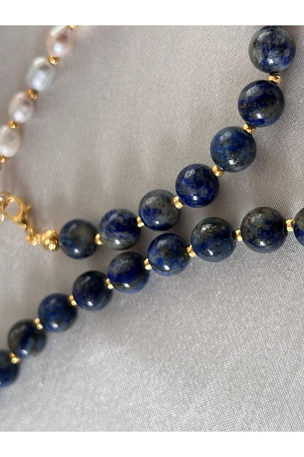 Sertifikalı Gerçek Inci Lapis Lazuli  bileklik set, Inci Ve Lapis Taşlı set, Gerçek Inci - 9