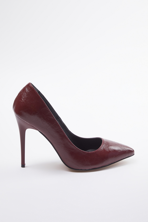 Bordo Sivri Burun Kadın 10,5 cm Stiletto Klasik İnce Topuklu Ayakkabı TAKAW25TO00024 - 1