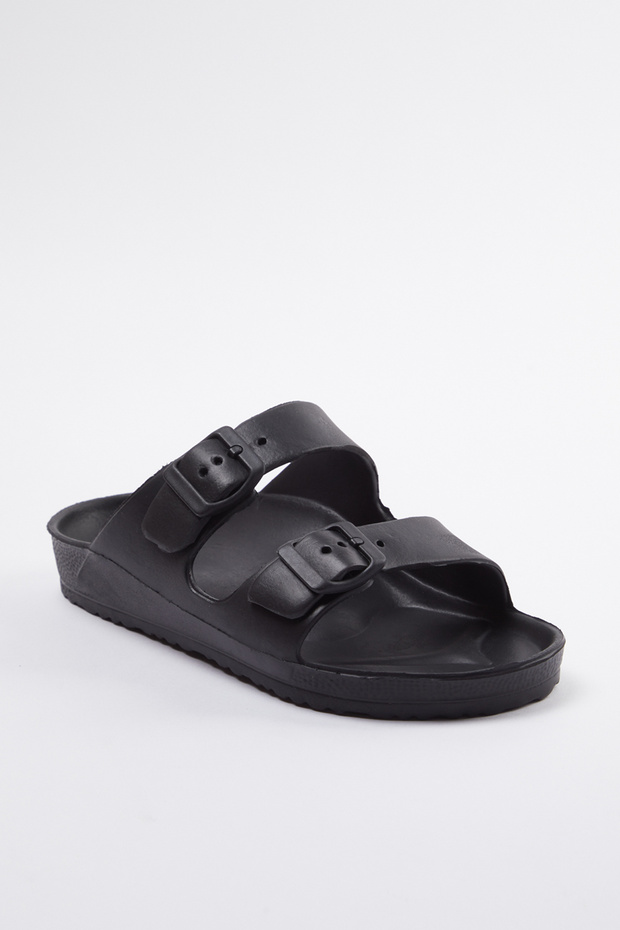 Women's Eva Slippers - Black Double Banded Takaw25te00002