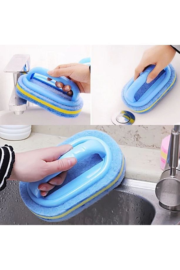 Dayanıklı Sünger Fırça 3 Katlı Sünger Lavabo Süngeri Mutfak Banyo Bulaşık Yıkama Fırça Sünger - 7