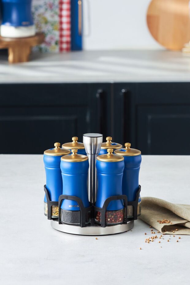0 - 249 ml Blue Berry 7 Piece Round Glass Spice Set 7 Piece Glass