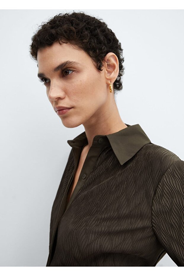 Dokulu düğmeli gömlek - 5