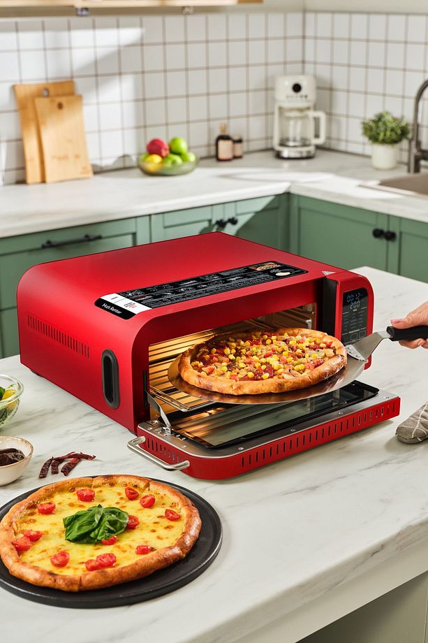Multicrust Artisan Retro Pizza Makinesi ve Airfryer Metallic Red - 2