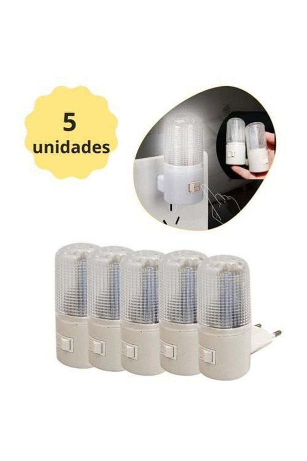 5 Adet 1 Watt Beyaz Işık, Çok Kaliteli, Fişli, Aç - Kapa Düğmeli Gece Lambası, 8 Cm Gece Lambası - 1
