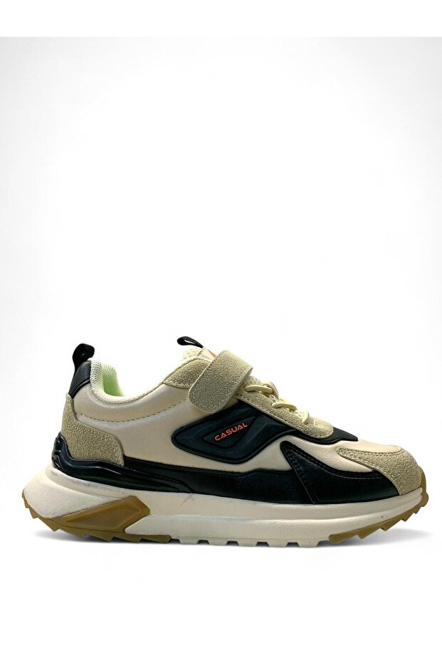 1741 Orthopedic Unisex Kids Cream/Black Sneaker